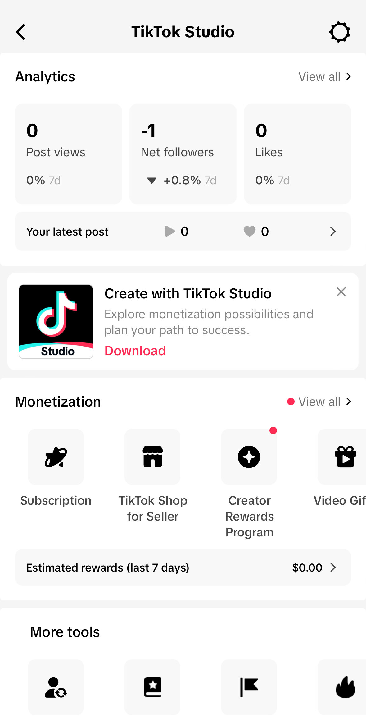 TikTok Studio analytics in Mobile